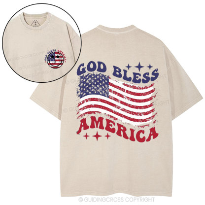 God Bless America Christian Washed T-Shirt