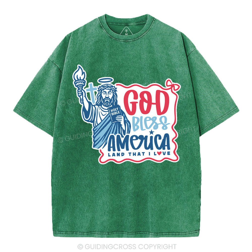 God Bless America Christian Washed T-Shirt