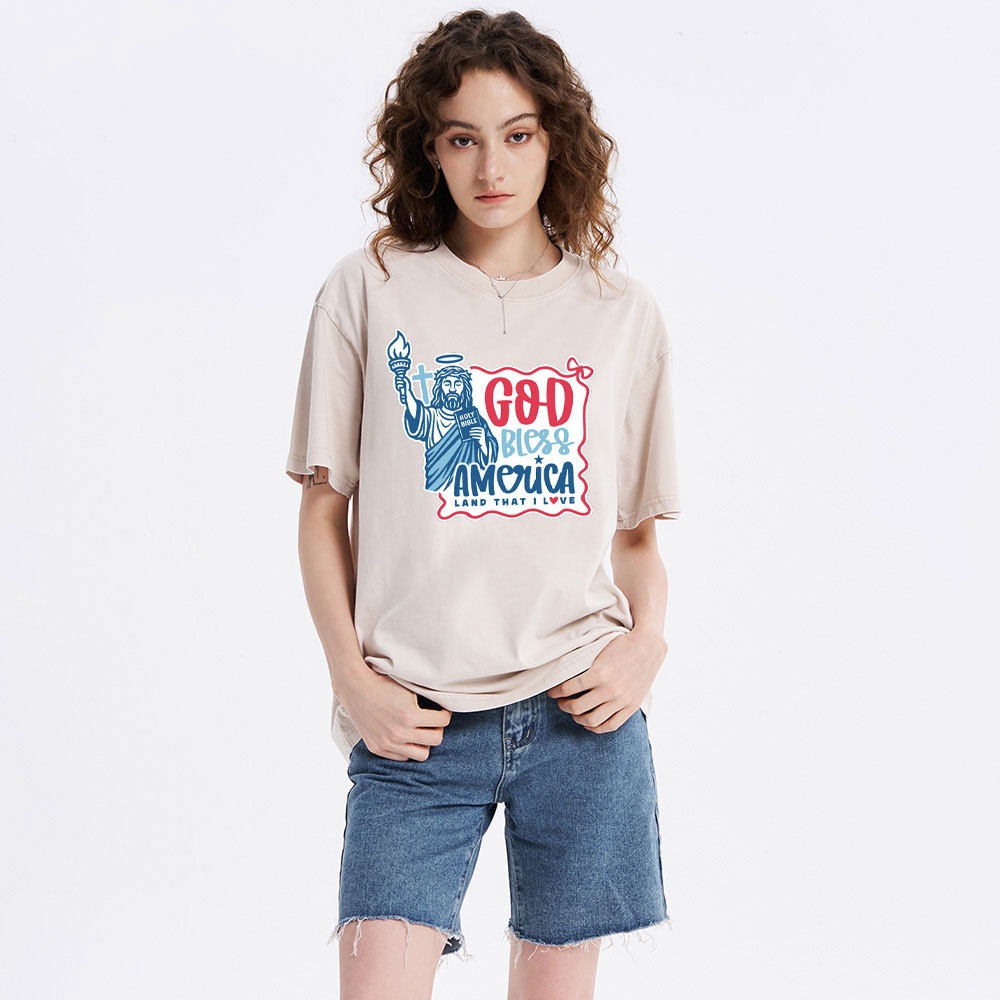 God Bless America Christian Washed T-Shirt