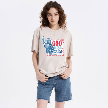 God Bless America Christian Washed T-Shirt