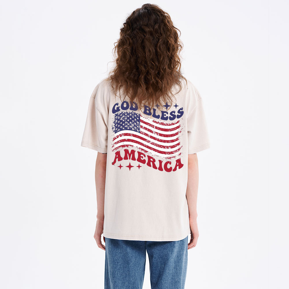 God Bless America Christian Washed T-Shirt