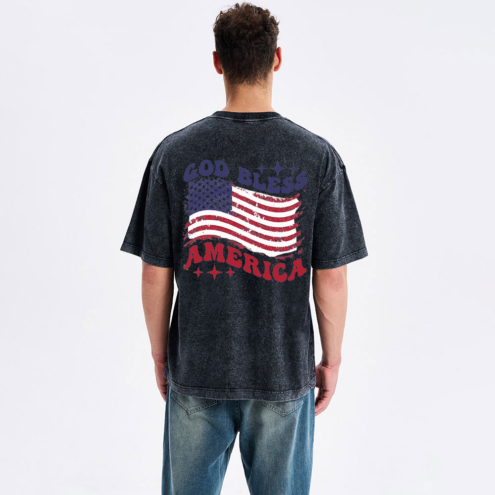 God Bless America Christian Washed T-Shirt