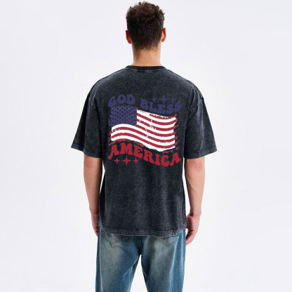 God Bless America Christian Washed T-Shirt
