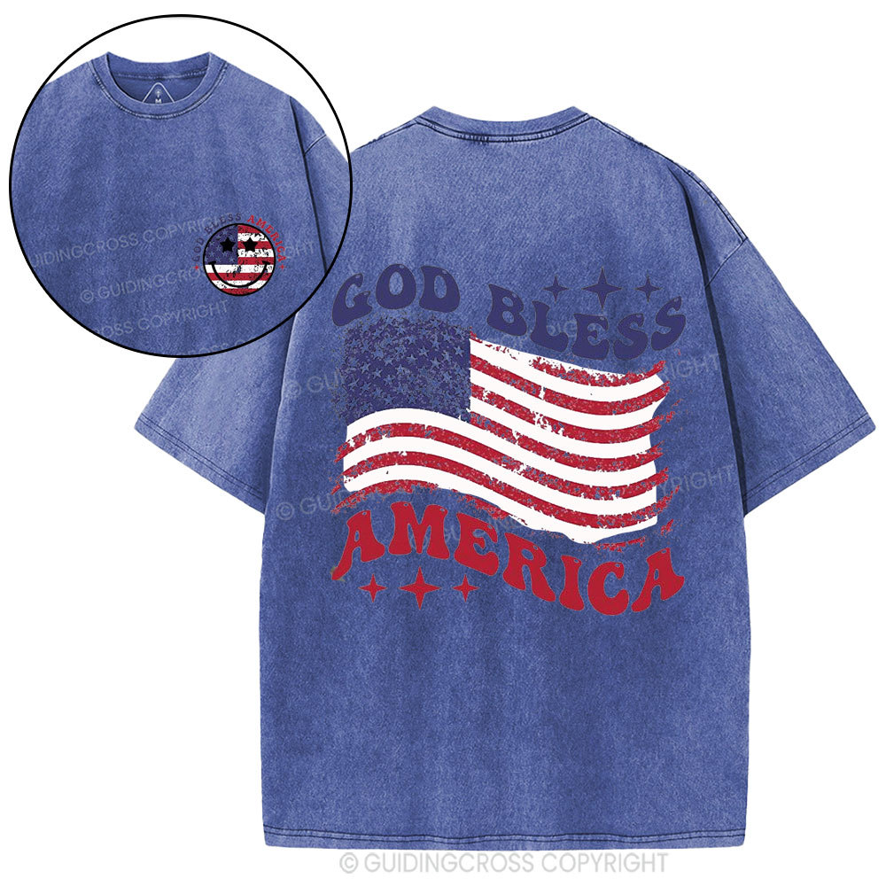 God Bless America Christian Washed T-Shirt