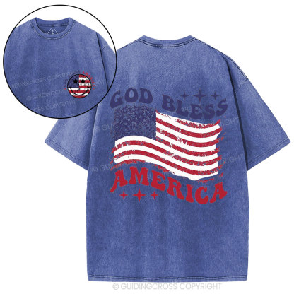 God Bless America Christian Washed T-Shirt