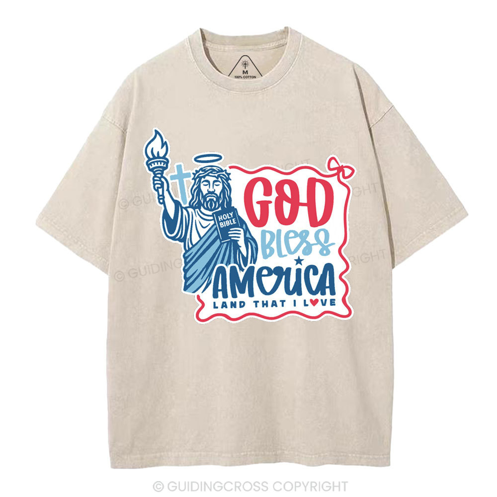 God Bless America Christian Washed T-Shirt