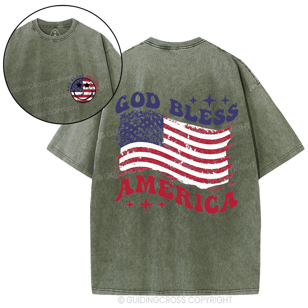 God Bless America Christian Washed T-Shirt