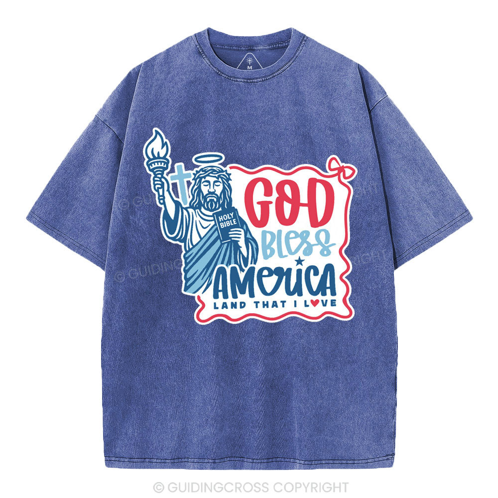 God Bless America Christian Washed T-Shirt