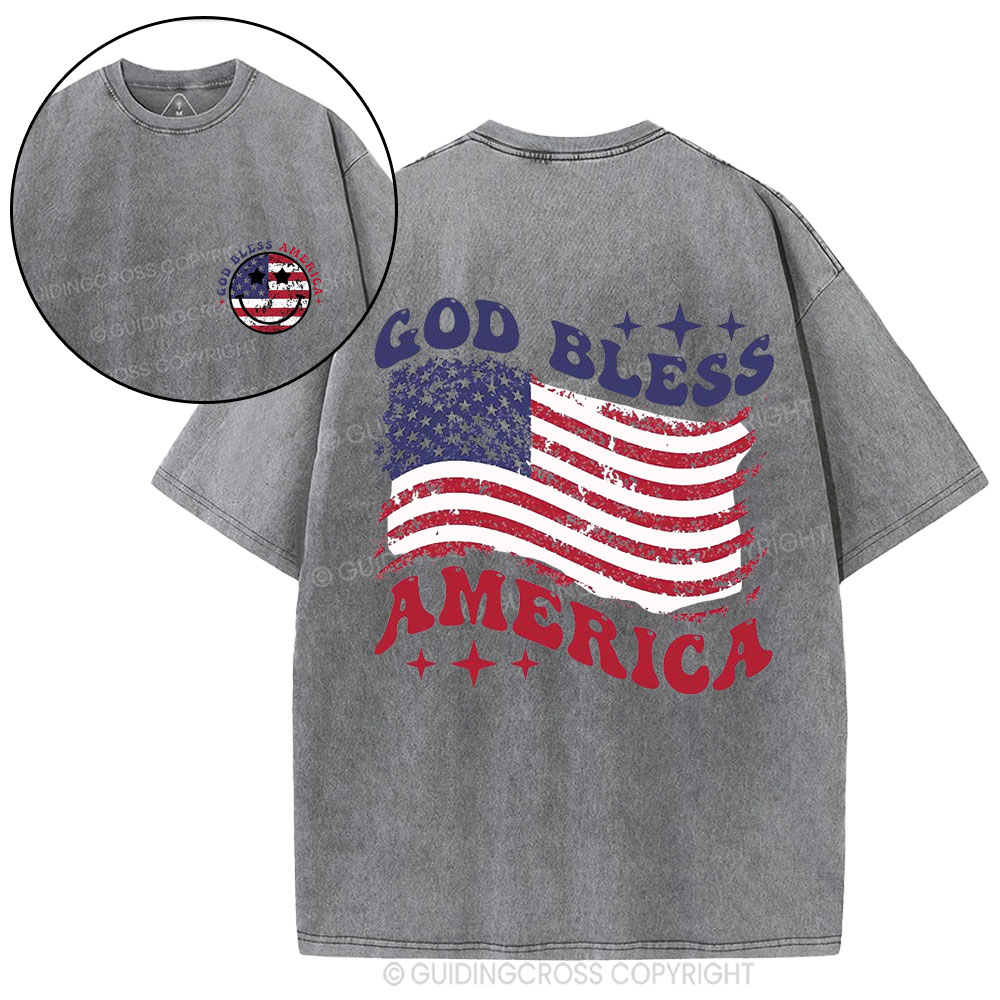 God Bless America Christian Washed T-Shirt
