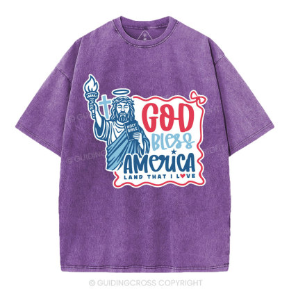 God Bless America Christian Washed T-Shirt