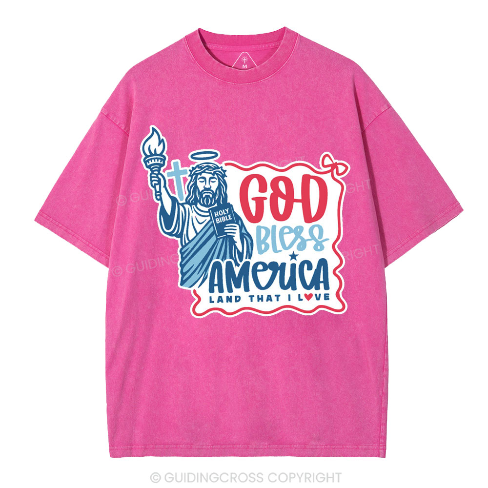 God Bless America Christian Washed T-Shirt