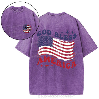 God Bless America Christian Washed T-Shirt