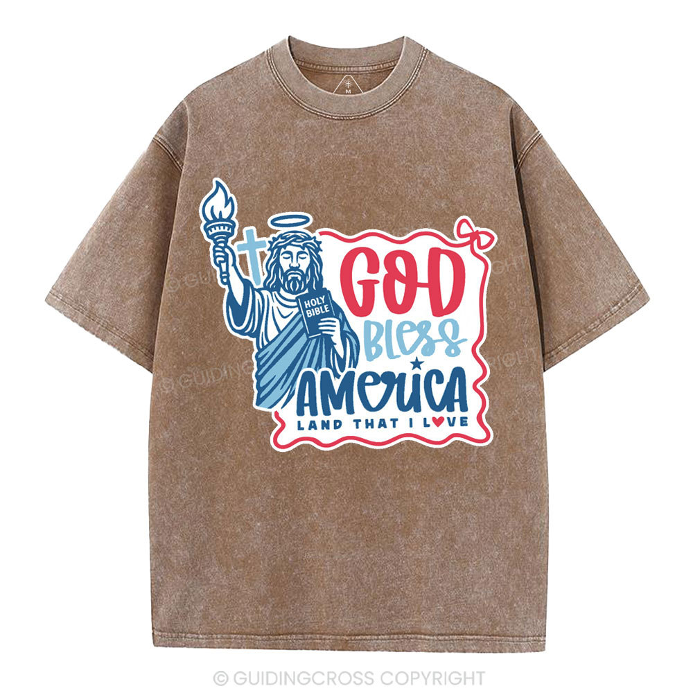 God Bless America Christian Washed T-Shirt