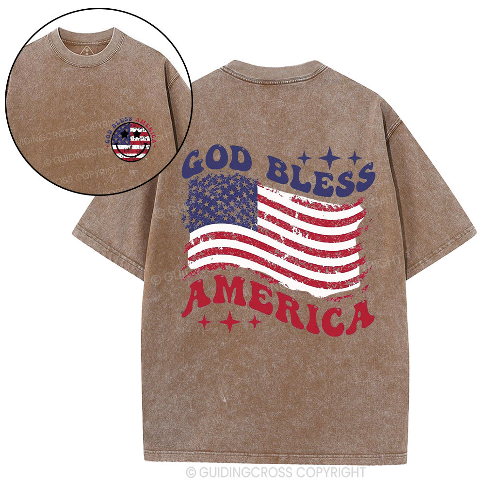 God Bless America Christian Washed T-Shirt
