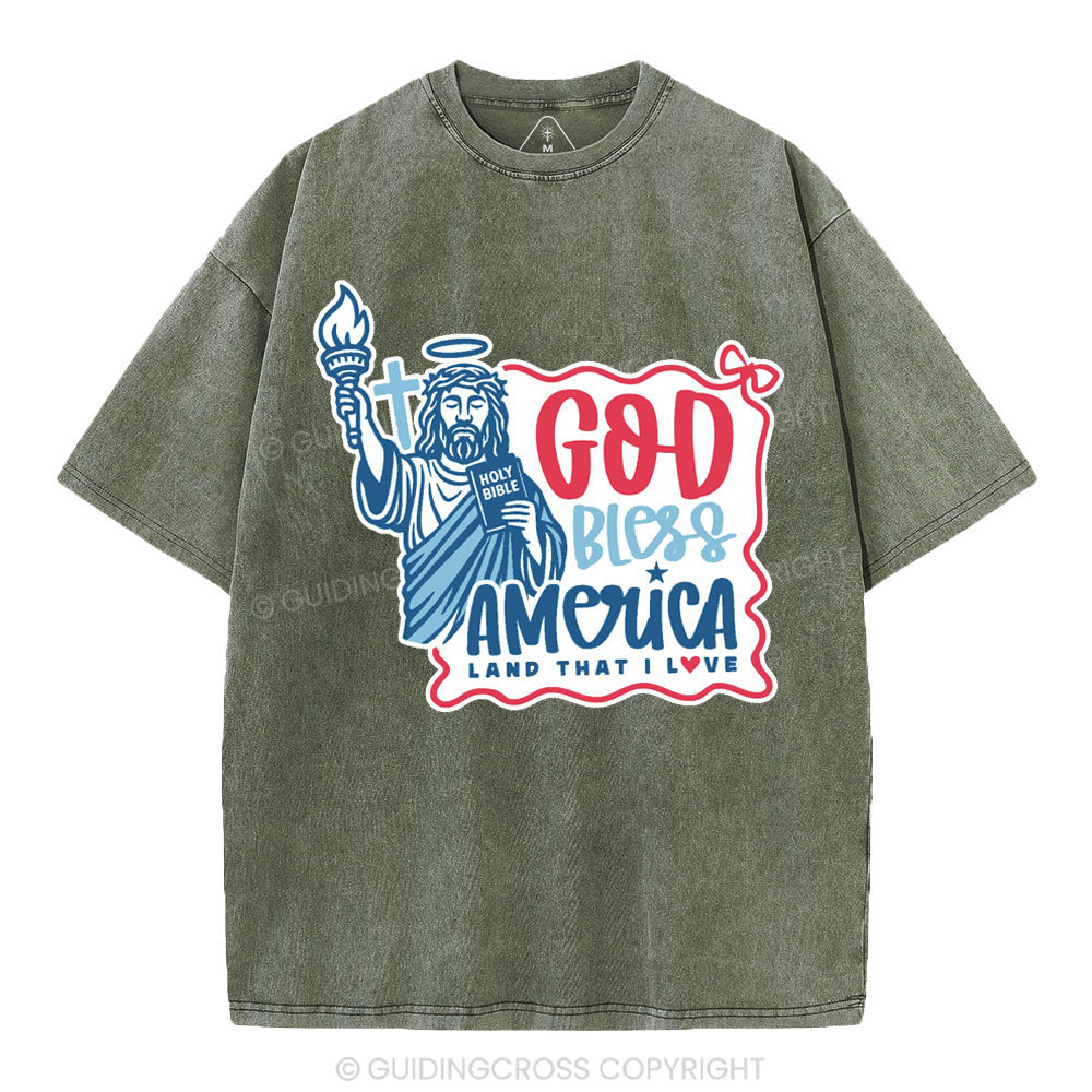 God Bless America Christian Washed T-Shirt