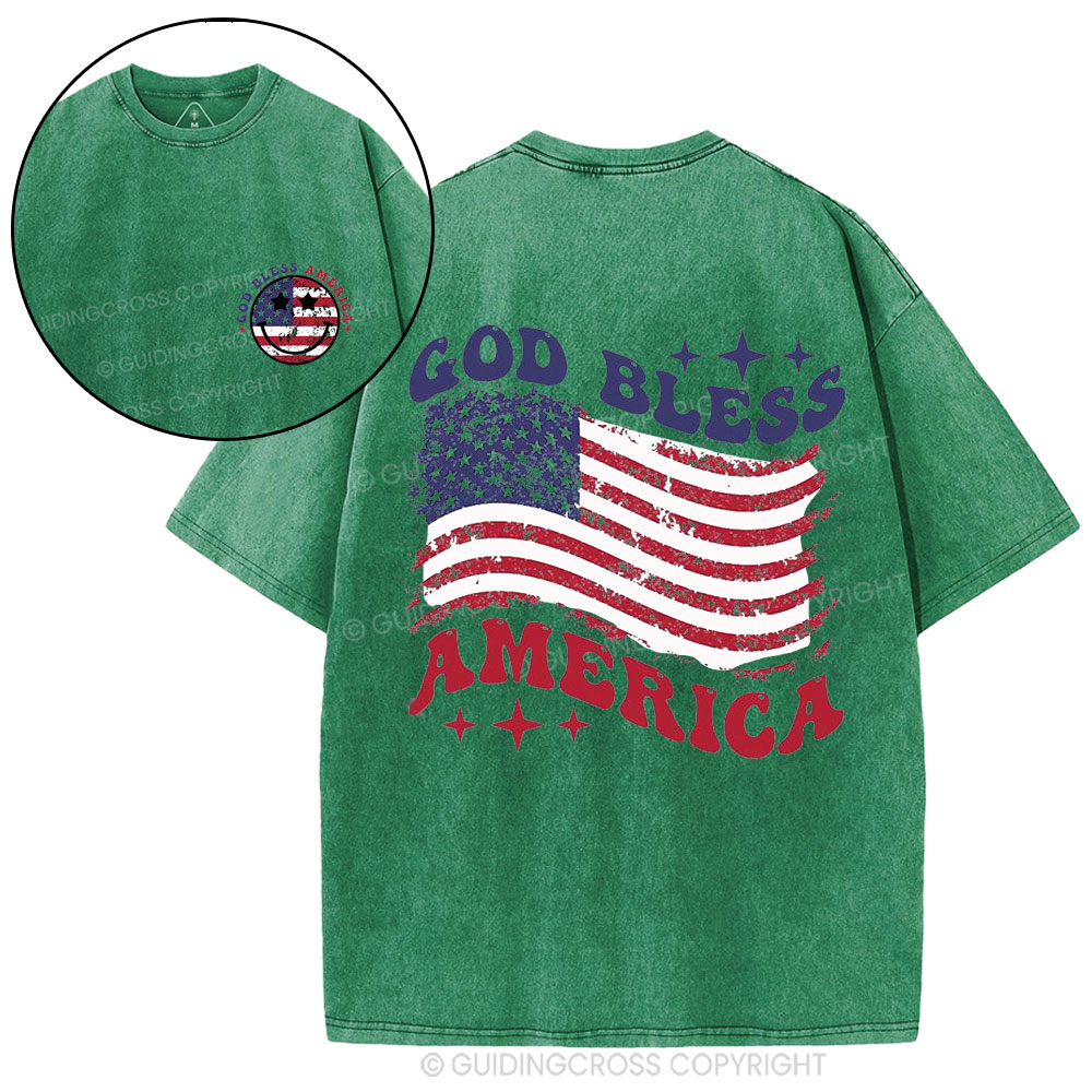 God Bless America Christian Washed T-Shirt