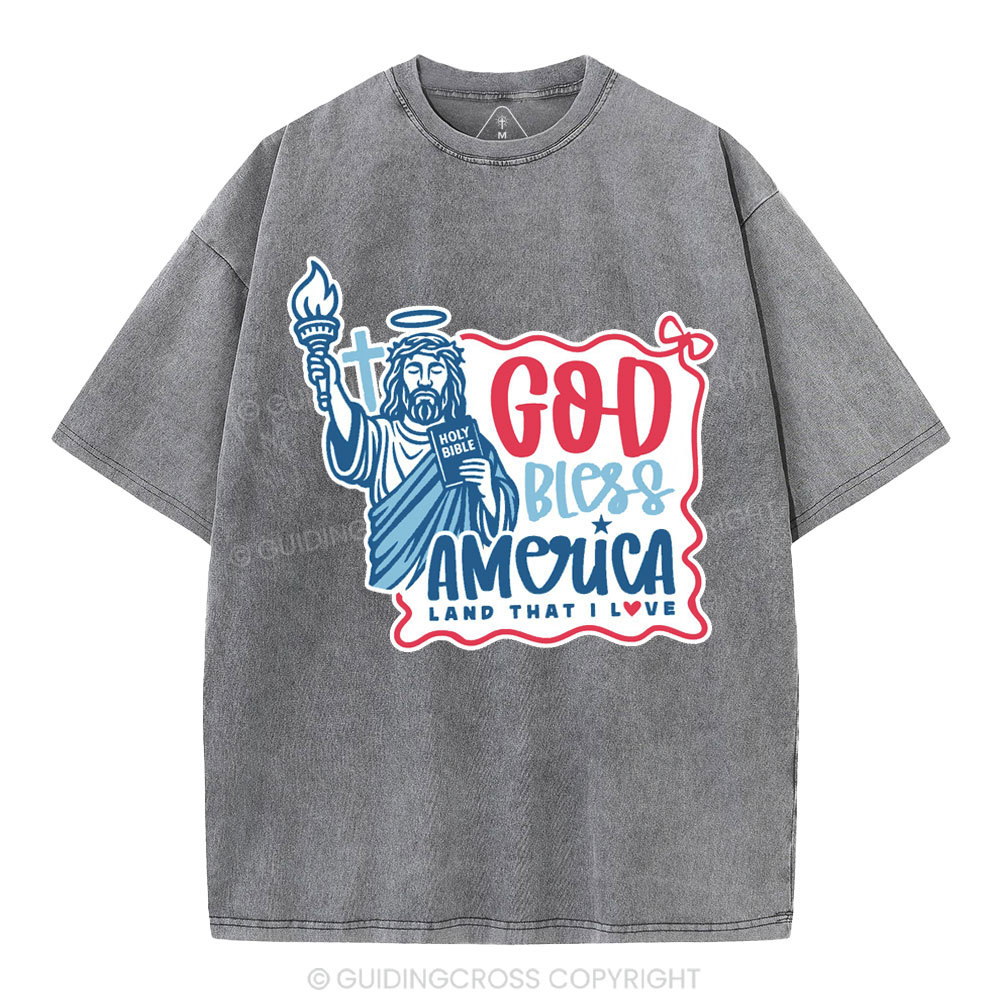 God Bless America Christian Washed T-Shirt
