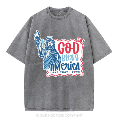 God Bless America Christian Washed T-Shirt