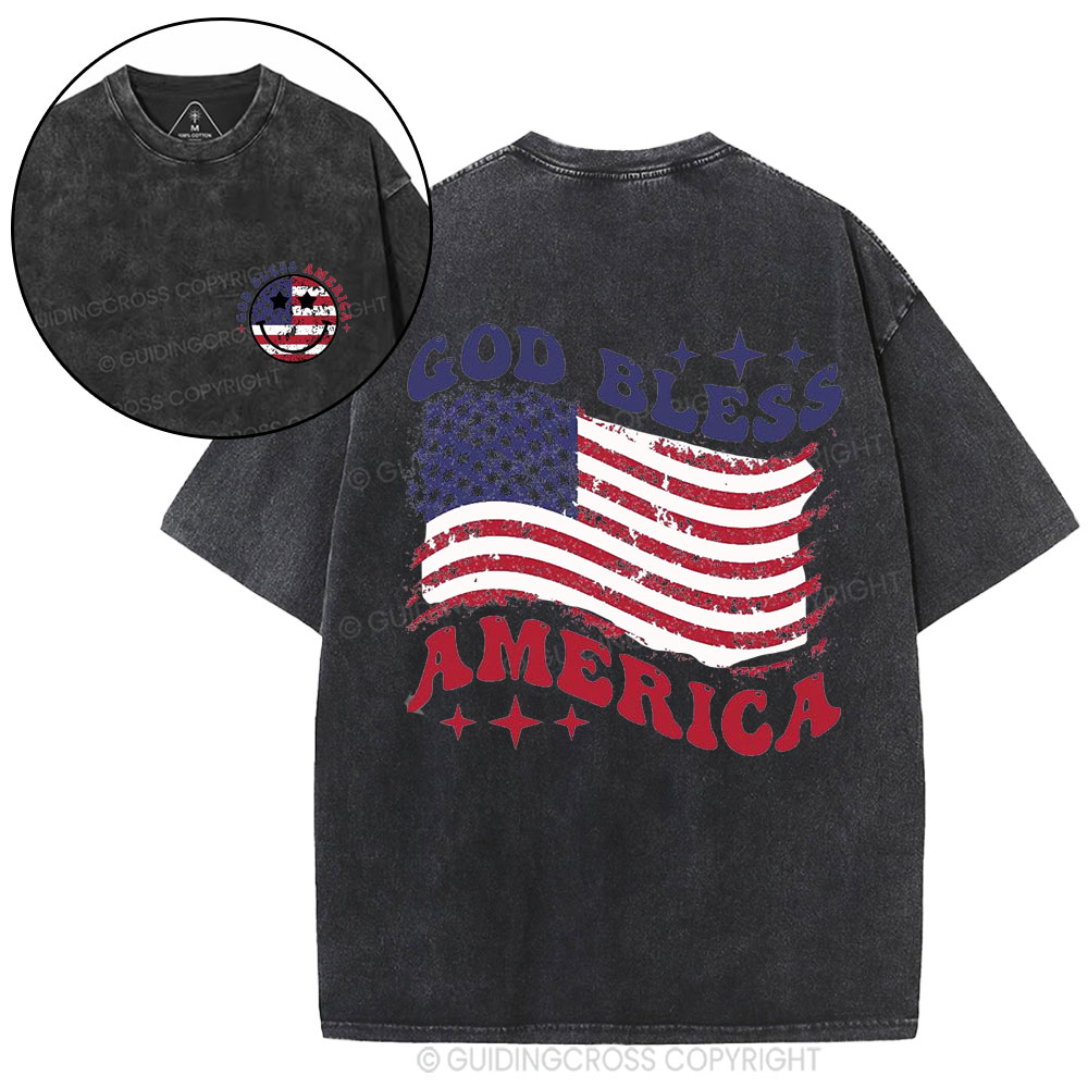 God Bless America Christian Washed T-Shirt
