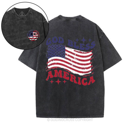 God Bless America Christian Washed T-Shirt