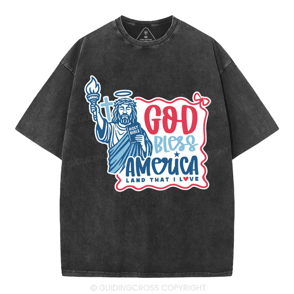 God Bless America Christian Washed T-Shirt