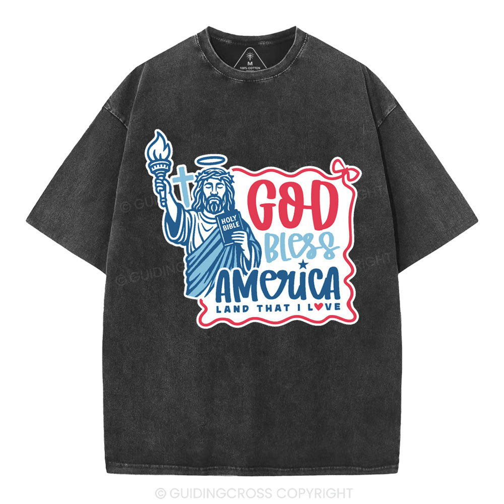 God Bless America Christian Washed T-Shirt