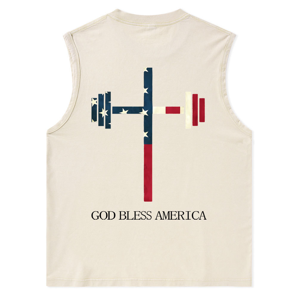 God Bless America Christian Washed Tank Top