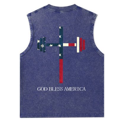 God Bless America Christian Washed Tank Top