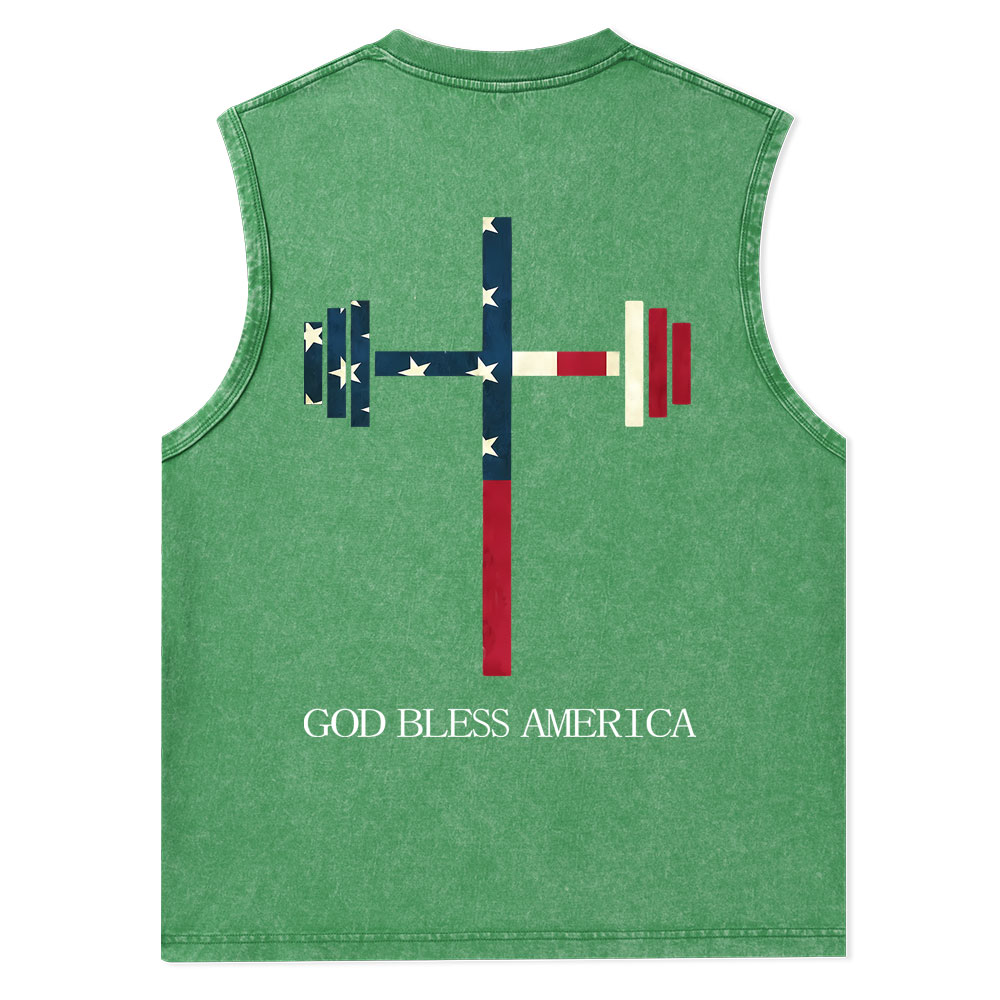 God Bless America Christian Washed Tank Top