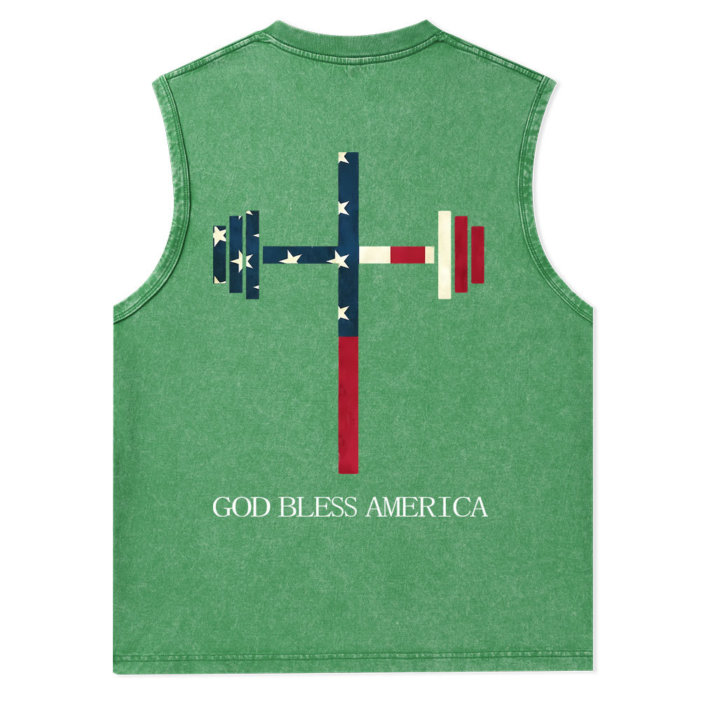 God Bless America Christian Washed Tank Top