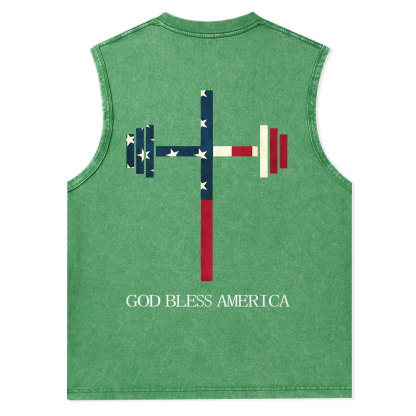 God Bless America Christian Washed Tank Top