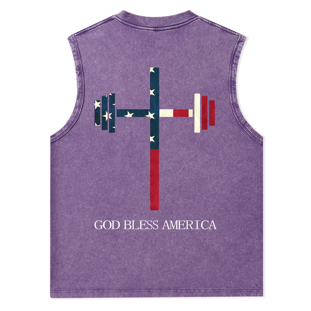 God Bless America Christian Washed Tank Top