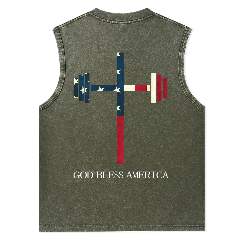 God Bless America Christian Washed Tank Top