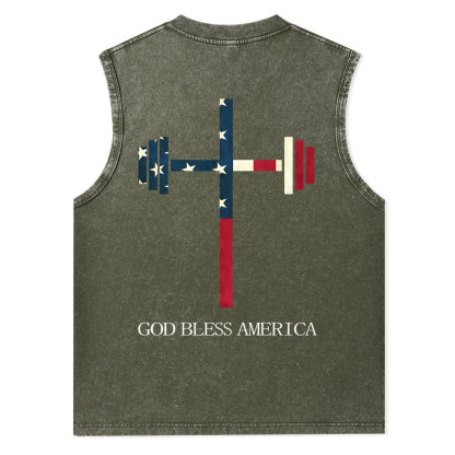 God Bless America Christian Washed Tank Top