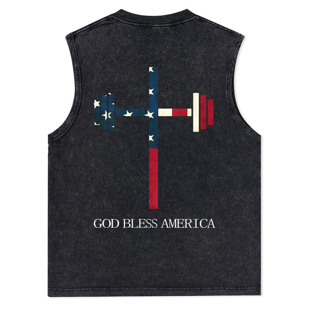 God Bless America Christian Washed Tank Top