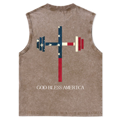 God Bless America Christian Washed Tank Top
