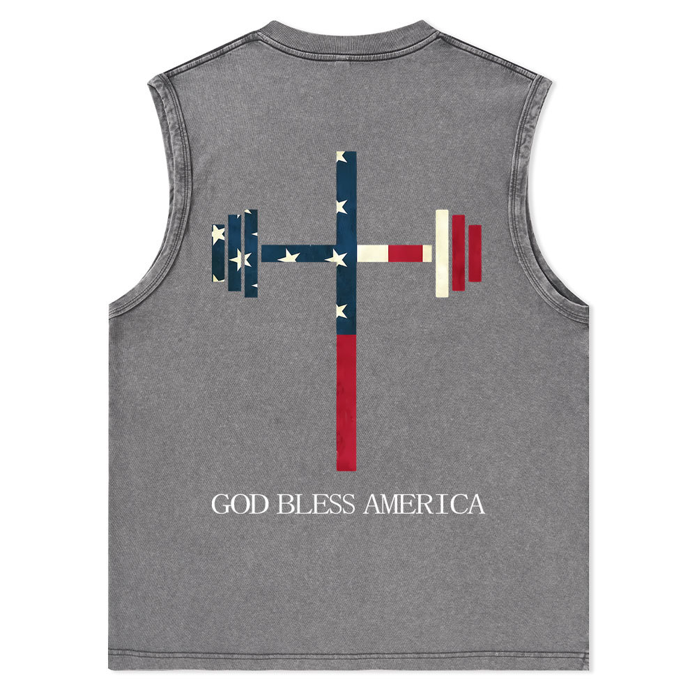 God Bless America Christian Washed Tank Top