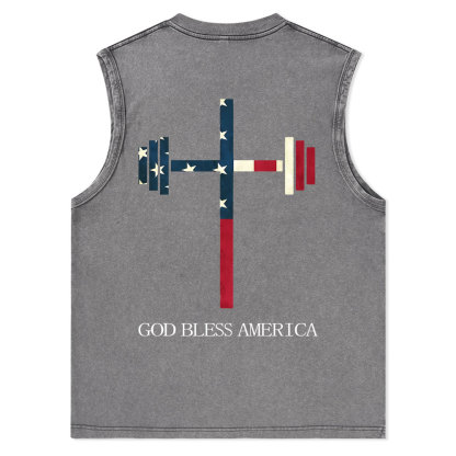 God Bless America Christian Washed Tank Top