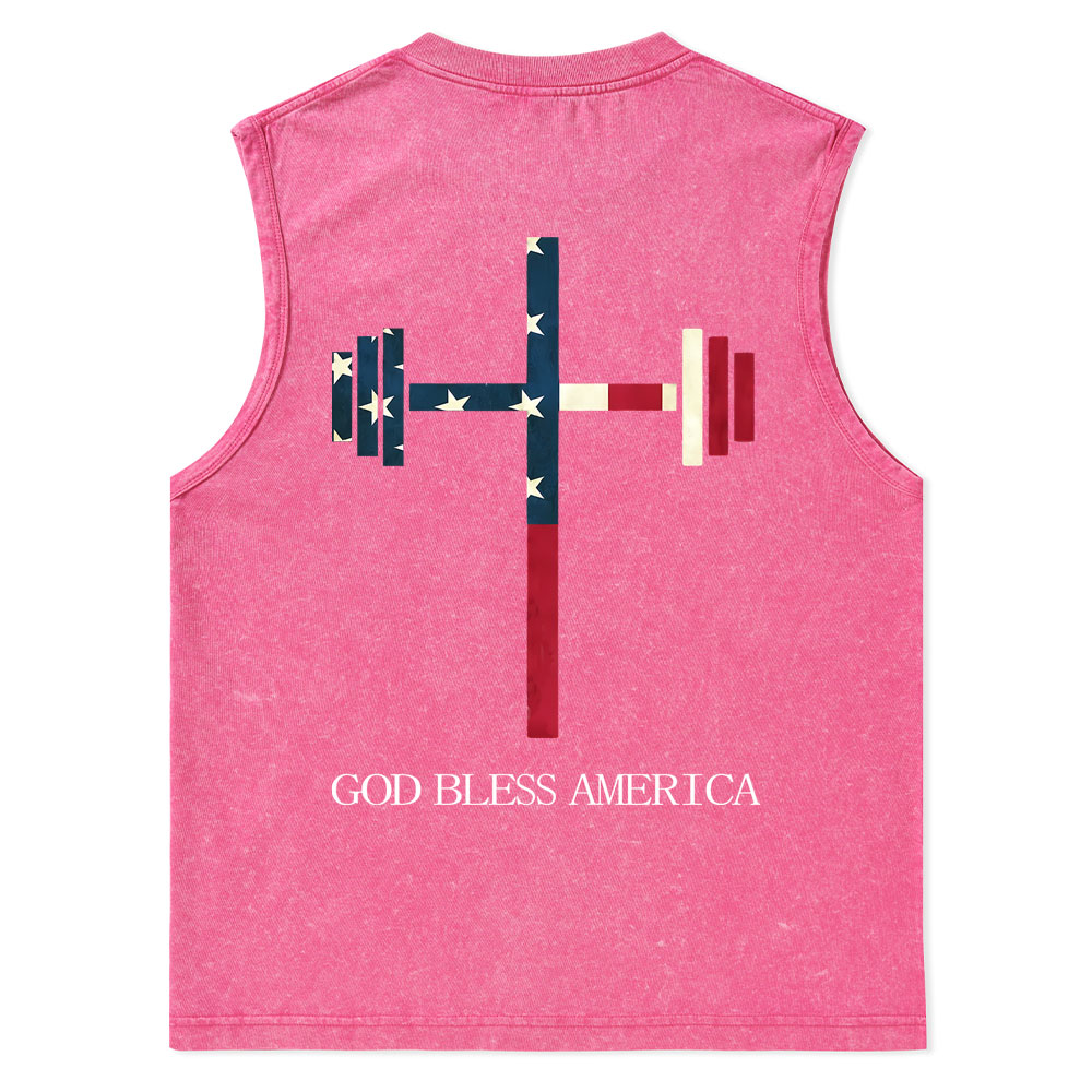 God Bless America Christian Washed Tank Top