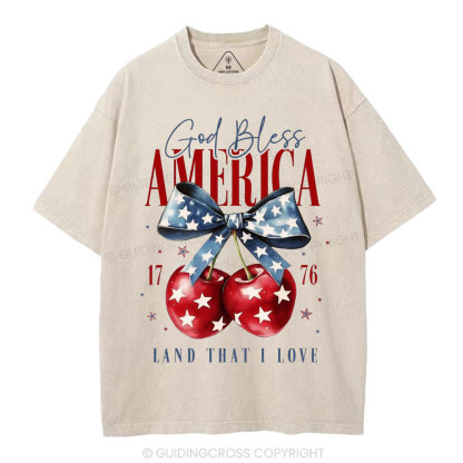 God Bless America Land That I Love Christian Washed T-Shirt