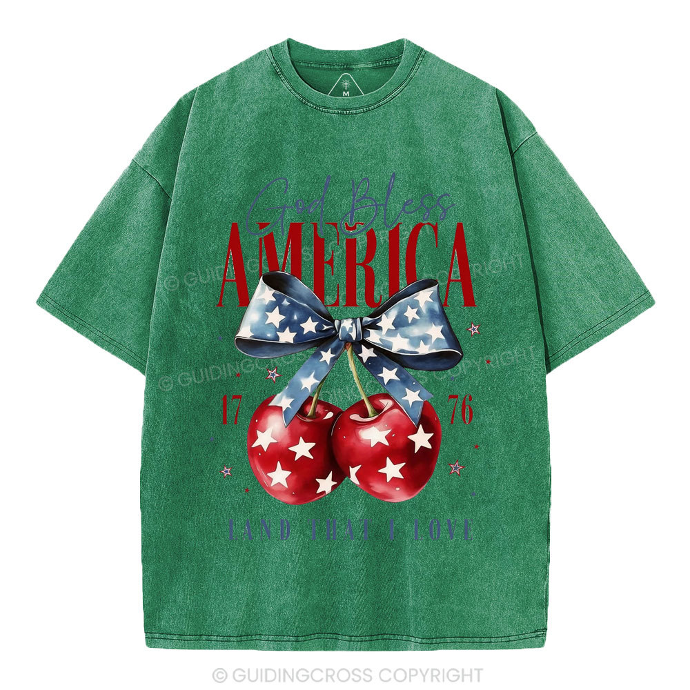 God Bless America Land That I Love Christian Washed T-Shirt