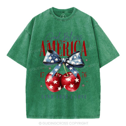 God Bless America Land That I Love Christian Washed T-Shirt