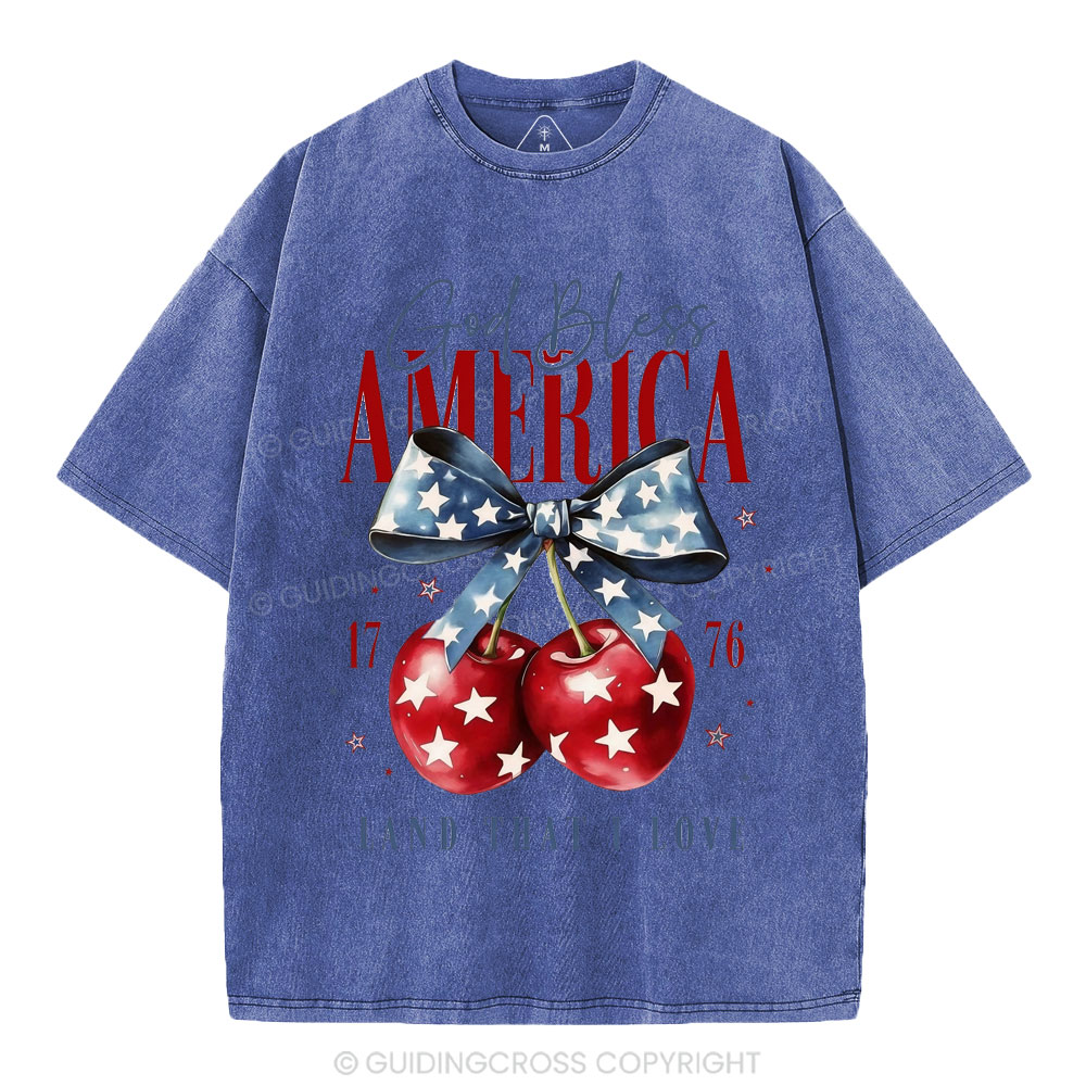 God Bless America Land That I Love Christian Washed T-Shirt