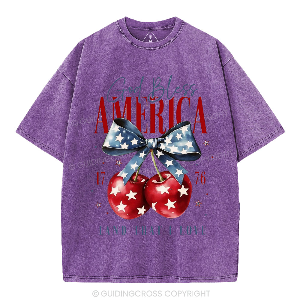 God Bless America Land That I Love Christian Washed T-Shirt