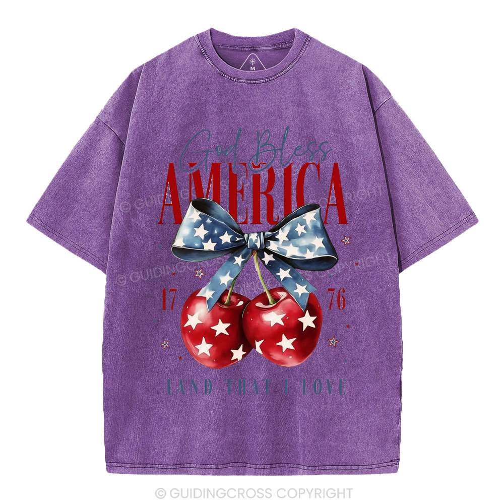 God Bless America Land That I Love Christian Washed T-Shirt