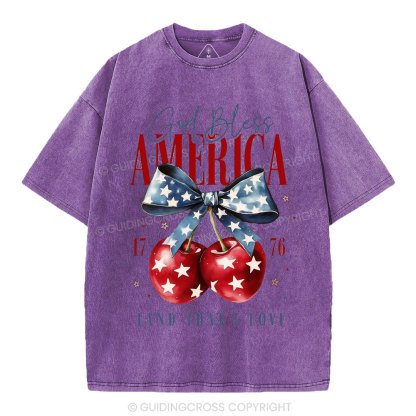 God Bless America Land That I Love Christian Washed T-Shirt