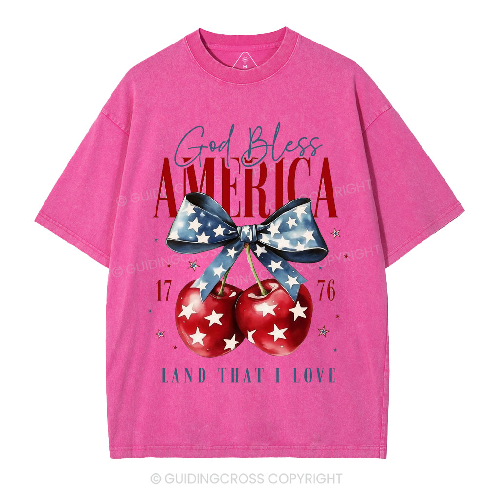 God Bless America Land That I Love Christian Washed T-Shirt