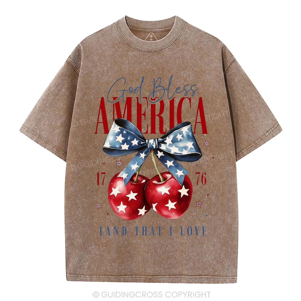 God Bless America Land That I Love Christian Washed T-Shirt