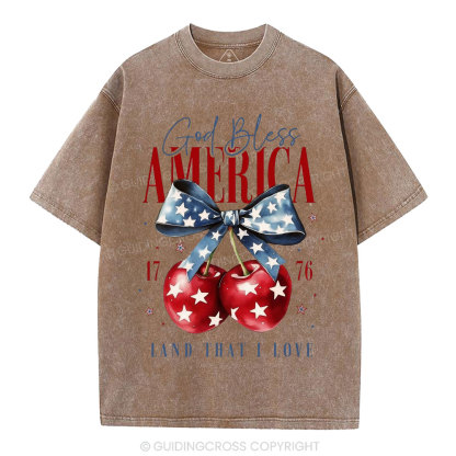 God Bless America Land That I Love Christian Washed T-Shirt