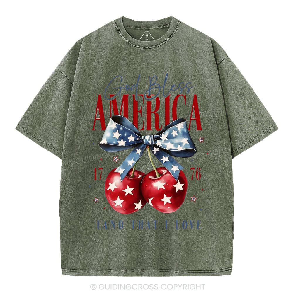 God Bless America Land That I Love Christian Washed T-Shirt